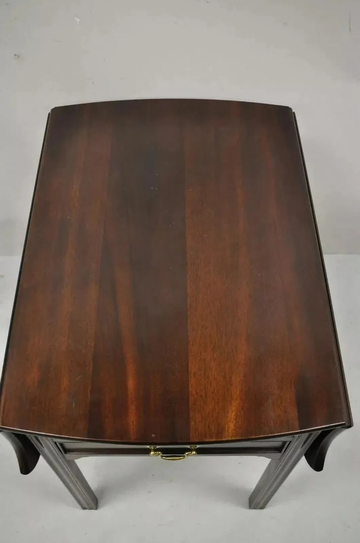 L & J G Stickley Georgian Solid Mahogany Drop Leaf Pembroke Lamp Side Table - 4