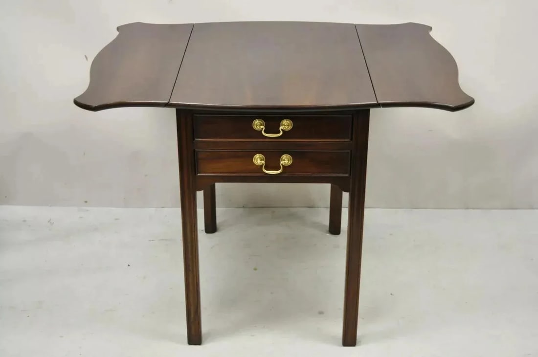 L & J G Stickley Georgian Solid Mahogany Drop Leaf Pembroke Lamp Side Table - 5