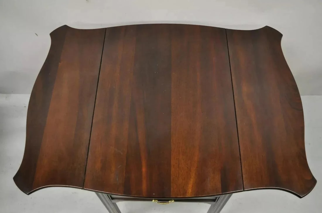 L & J G Stickley Georgian Solid Mahogany Drop Leaf Pembroke Lamp Side Table - 6