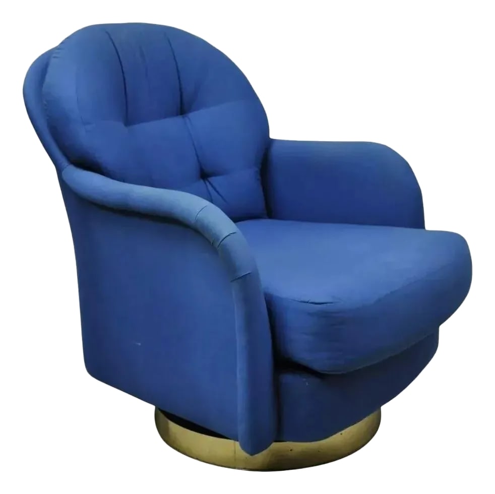 Late 20th Century Milo Baughman Thayer Coggin Mid Century Modern Swivel Tilt Club Lounge Chair: Vintage Milo Baughman for Thayer Coggin Mid Century Modern Swivel Tilt Club Lounge Chair. Item features a swivel and tilt seat, upholstered frame, original label, great style and form. Circa Late 20th
