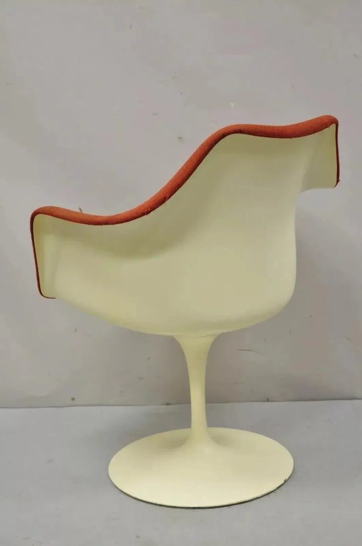 Mid 20th Century Vintage Knoll Eero Saarinen Red Upholstered Fiberglass Tulip Arm Chair - 12