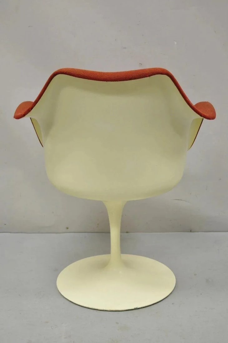 Mid 20th Century Vintage Knoll Eero Saarinen Red Upholstered Fiberglass Tulip Arm Chair - 8
