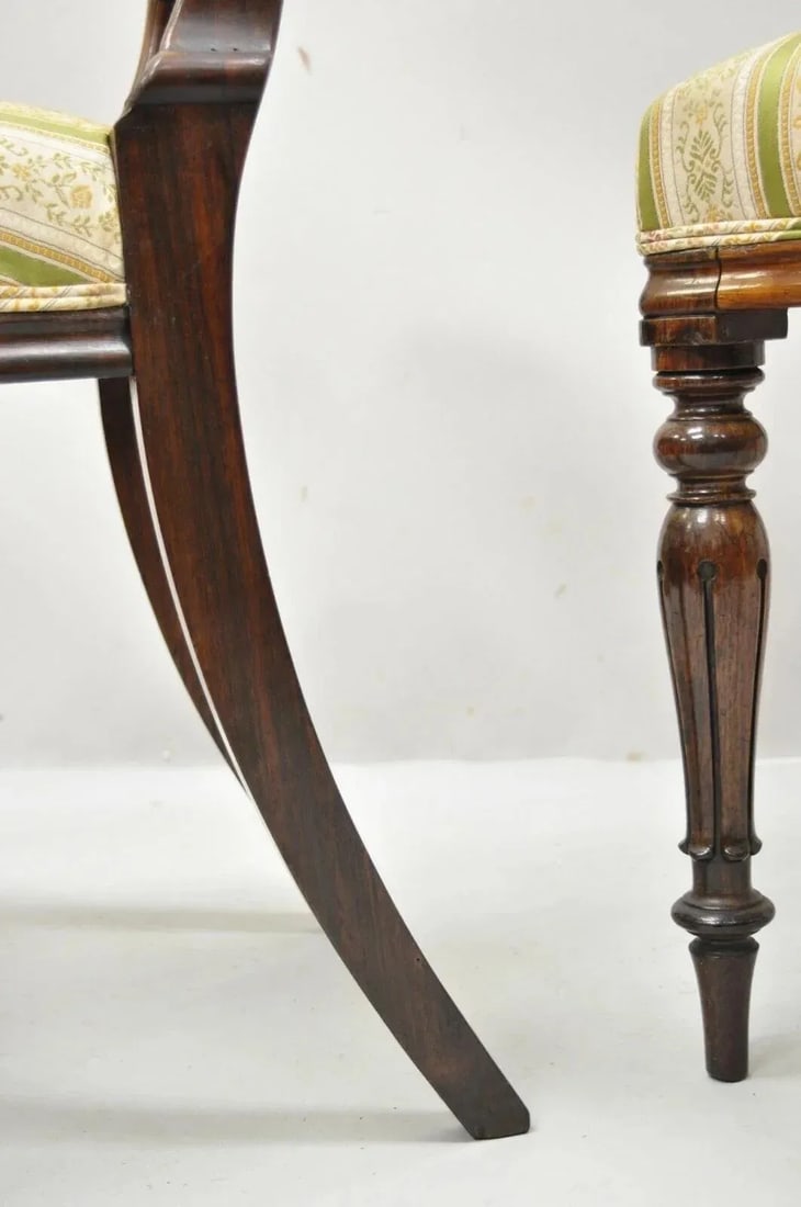 Antique English Victorian Carved Rosewood Parlor Dining Side Chairs - A Pair - 9