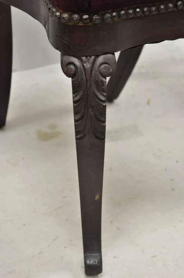 Late 19th Century Antique Eastlake Victorian Carved Mahogany Needlepoint Parlor Side Chairs - Pair - 11