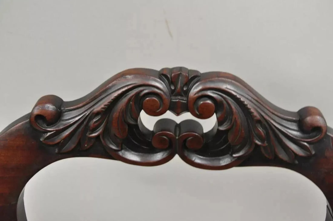 Late 19th Century Antique Eastlake Victorian Carved Mahogany Needlepoint Parlor Side Chairs - Pair - 4