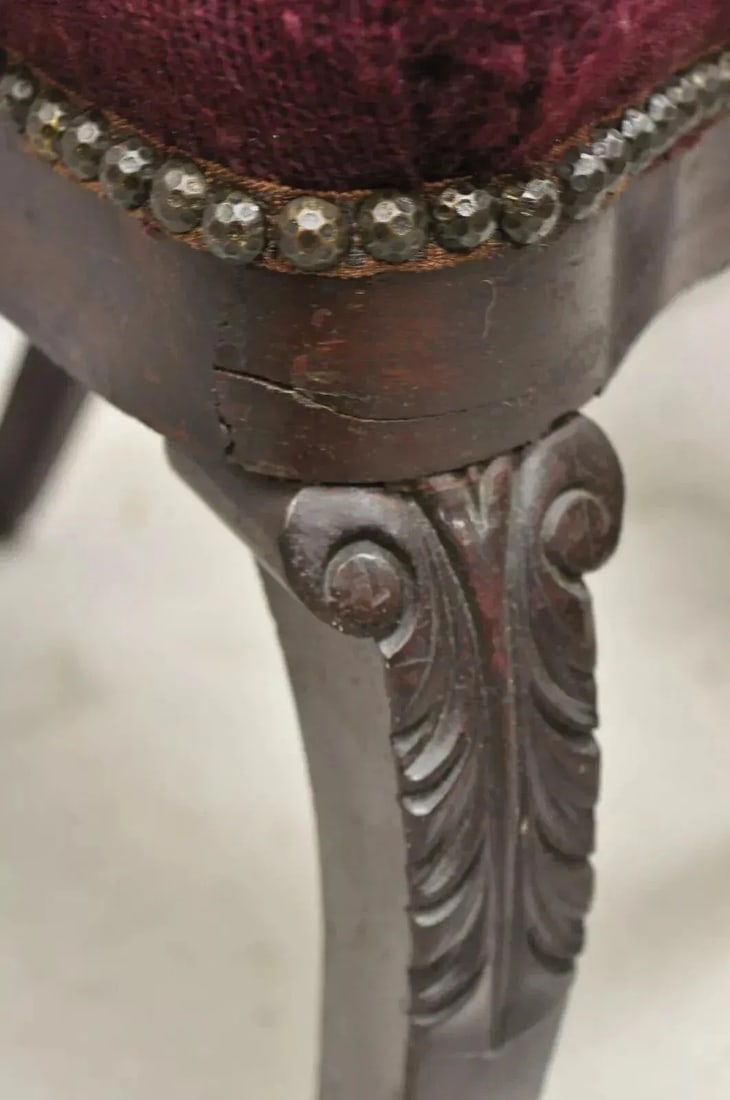 Late 19th Century Antique Eastlake Victorian Carved Mahogany Needlepoint Parlor Side Chairs - Pair - 8