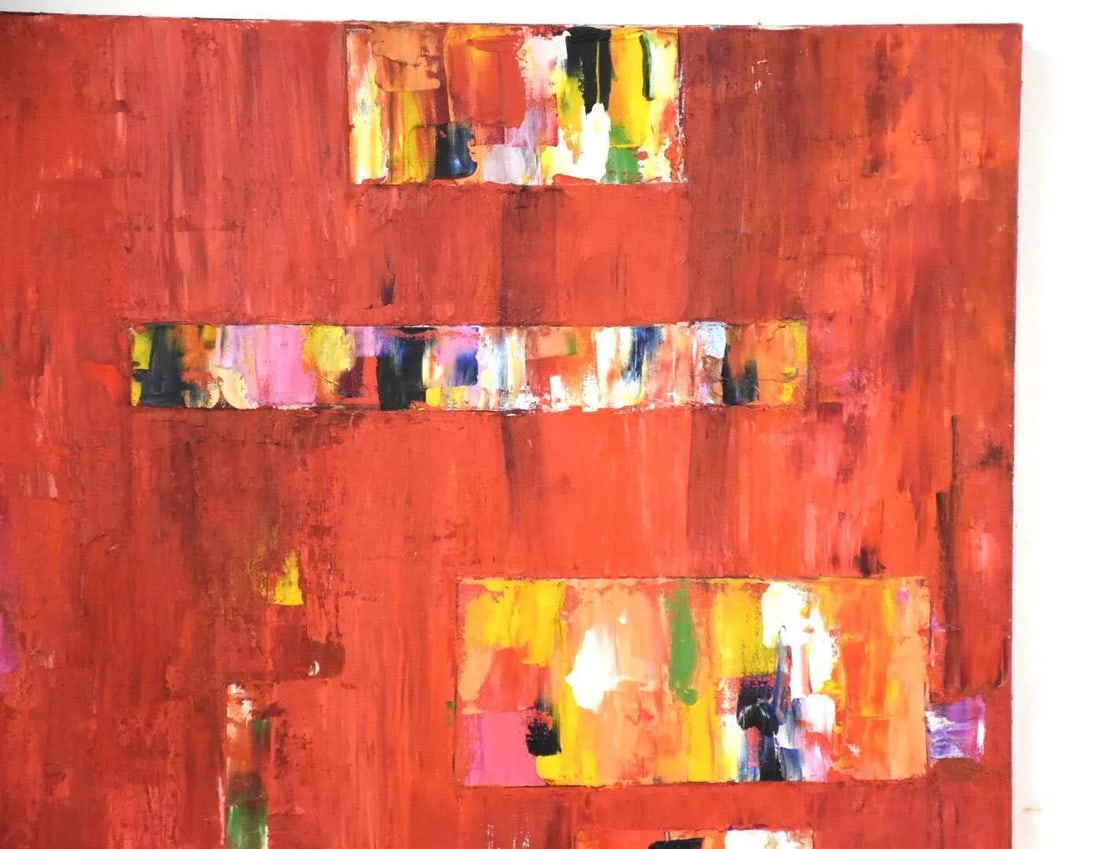 Acrylic on Canvas Signed Abstract Painting - 3