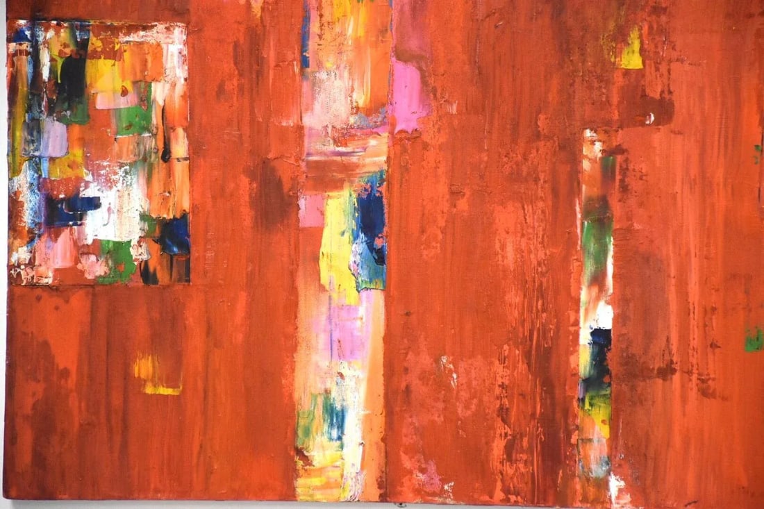 Acrylic on Canvas Signed Abstract Painting - 4