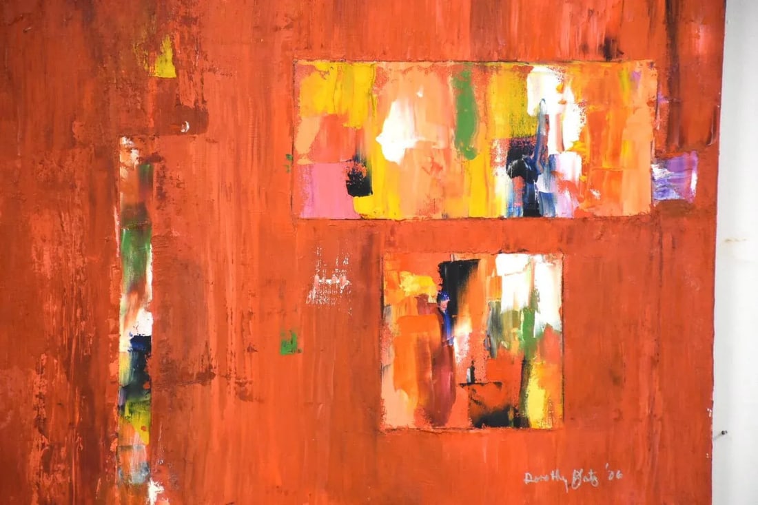 Acrylic on Canvas Signed Abstract Painting - 5