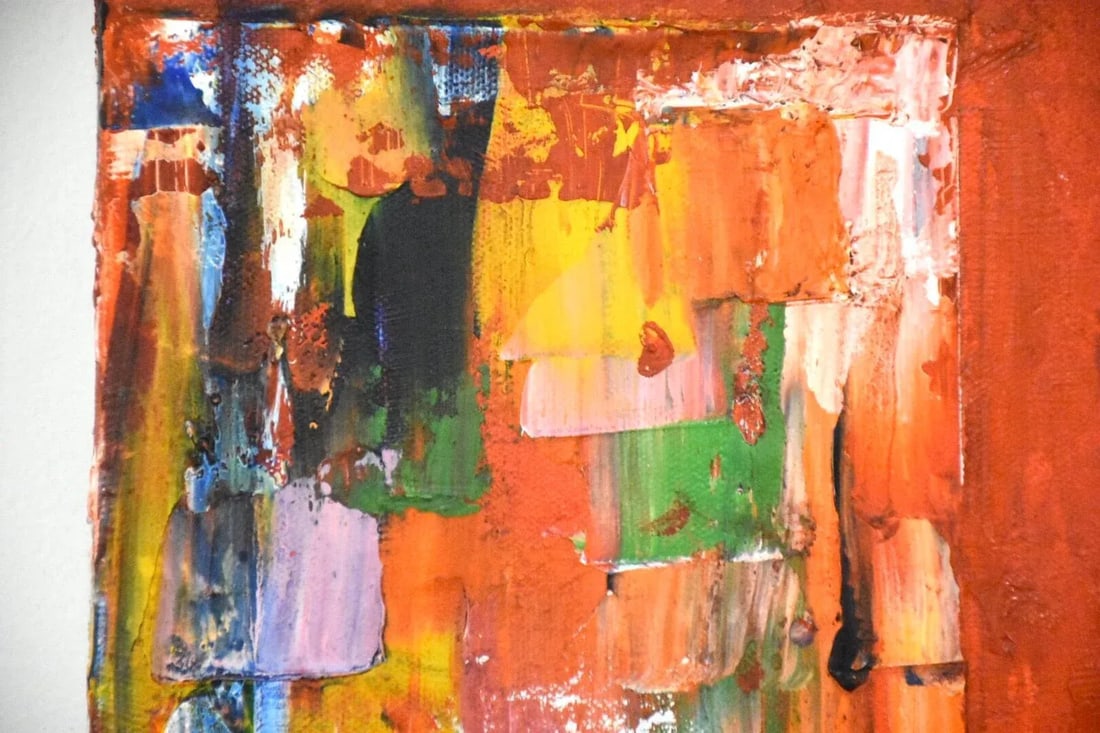 Acrylic on Canvas Signed Abstract Painting - 6