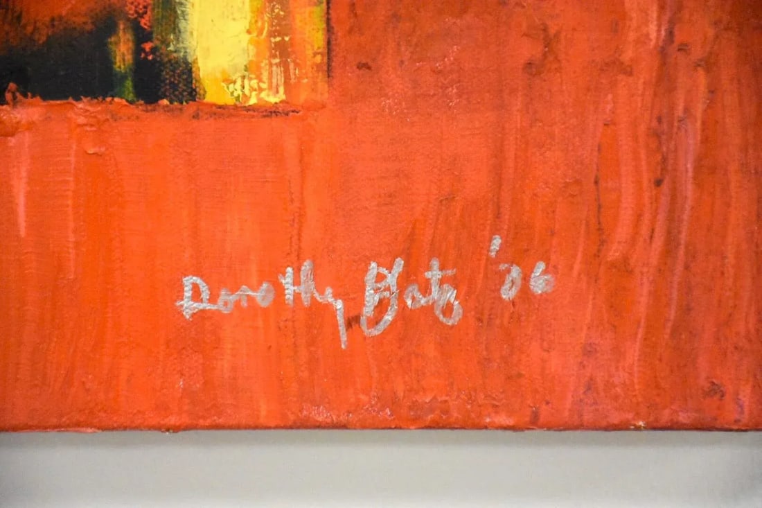 Acrylic on Canvas Signed Abstract Painting - 7