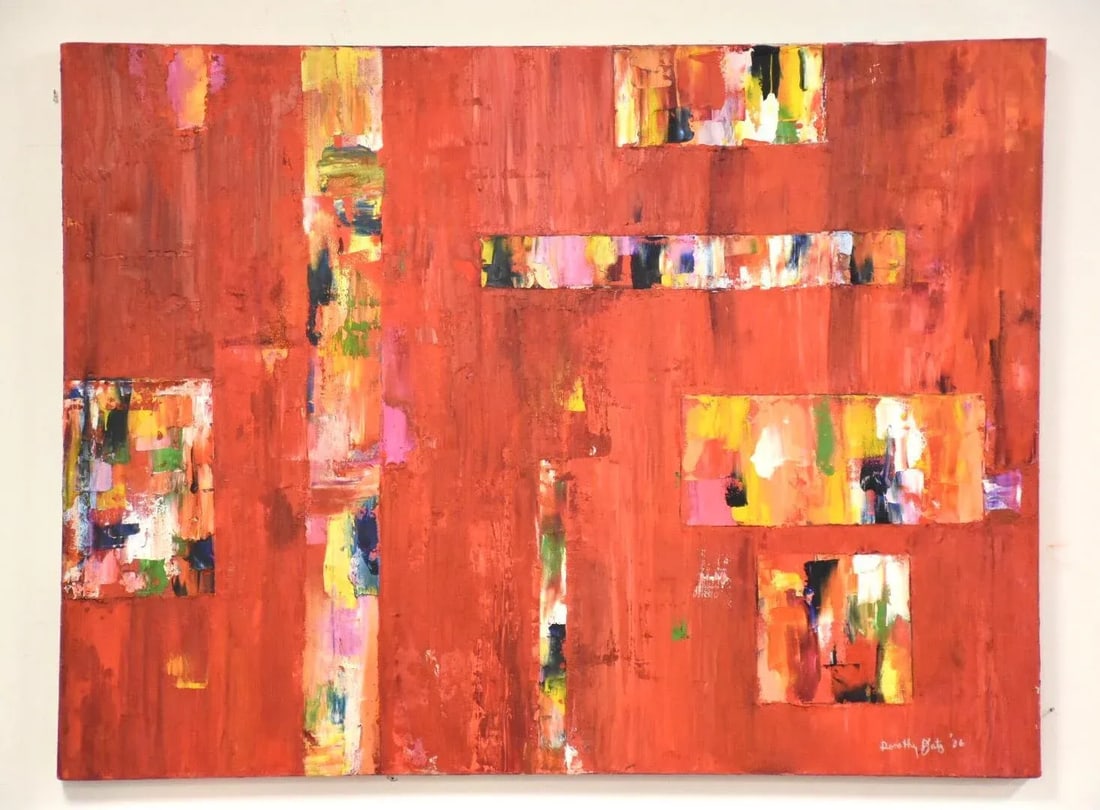Acrylic on Canvas Signed Abstract Painting - 8