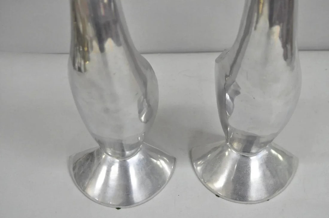 Late 20th Century Vintage Mid Century Modern Cast Aluminum Silver Giraffe Sculptures - A Pair - 10