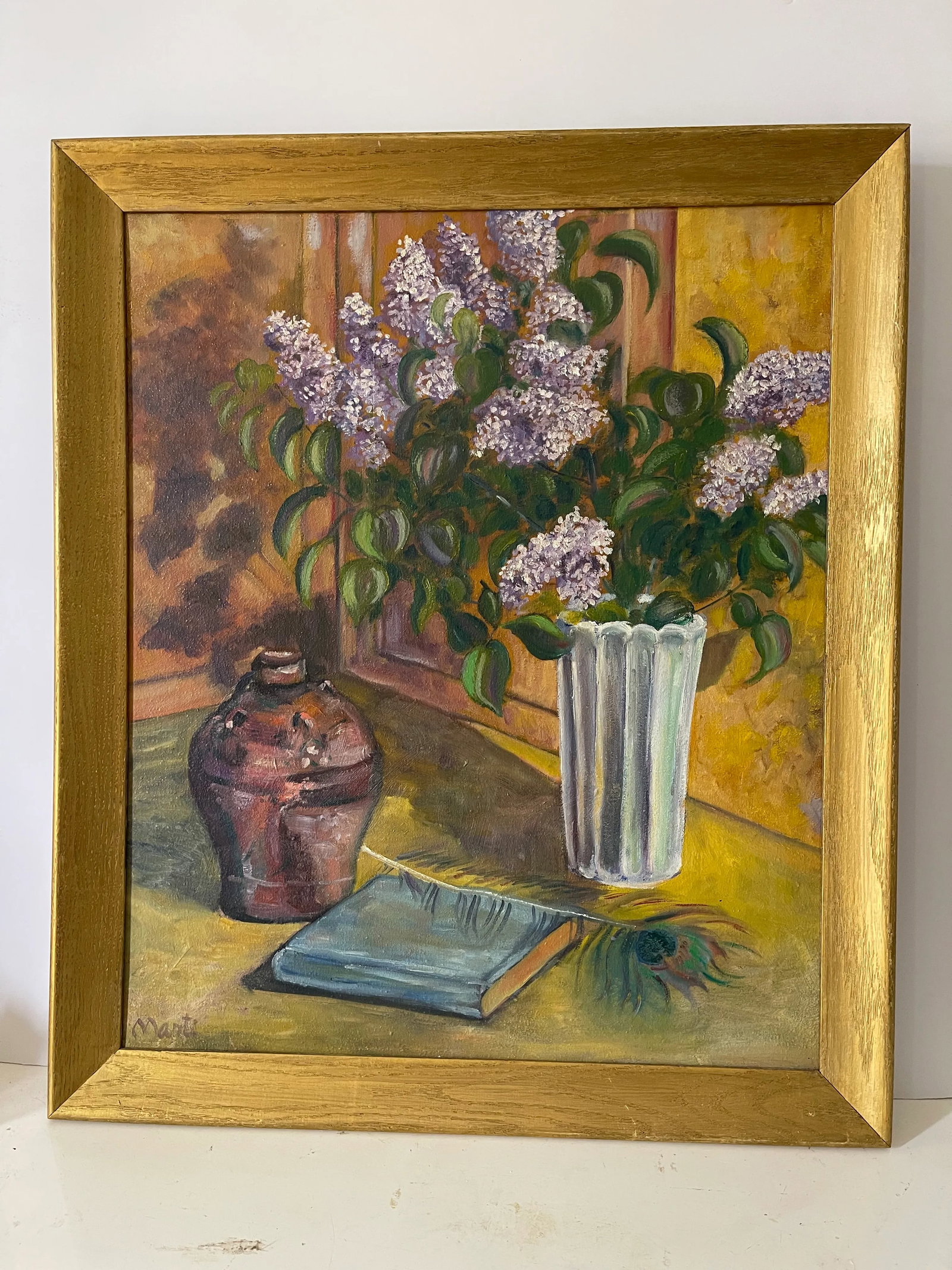 1980s Original oOil on Canvas Bouquet of Lilacs Painting - 2