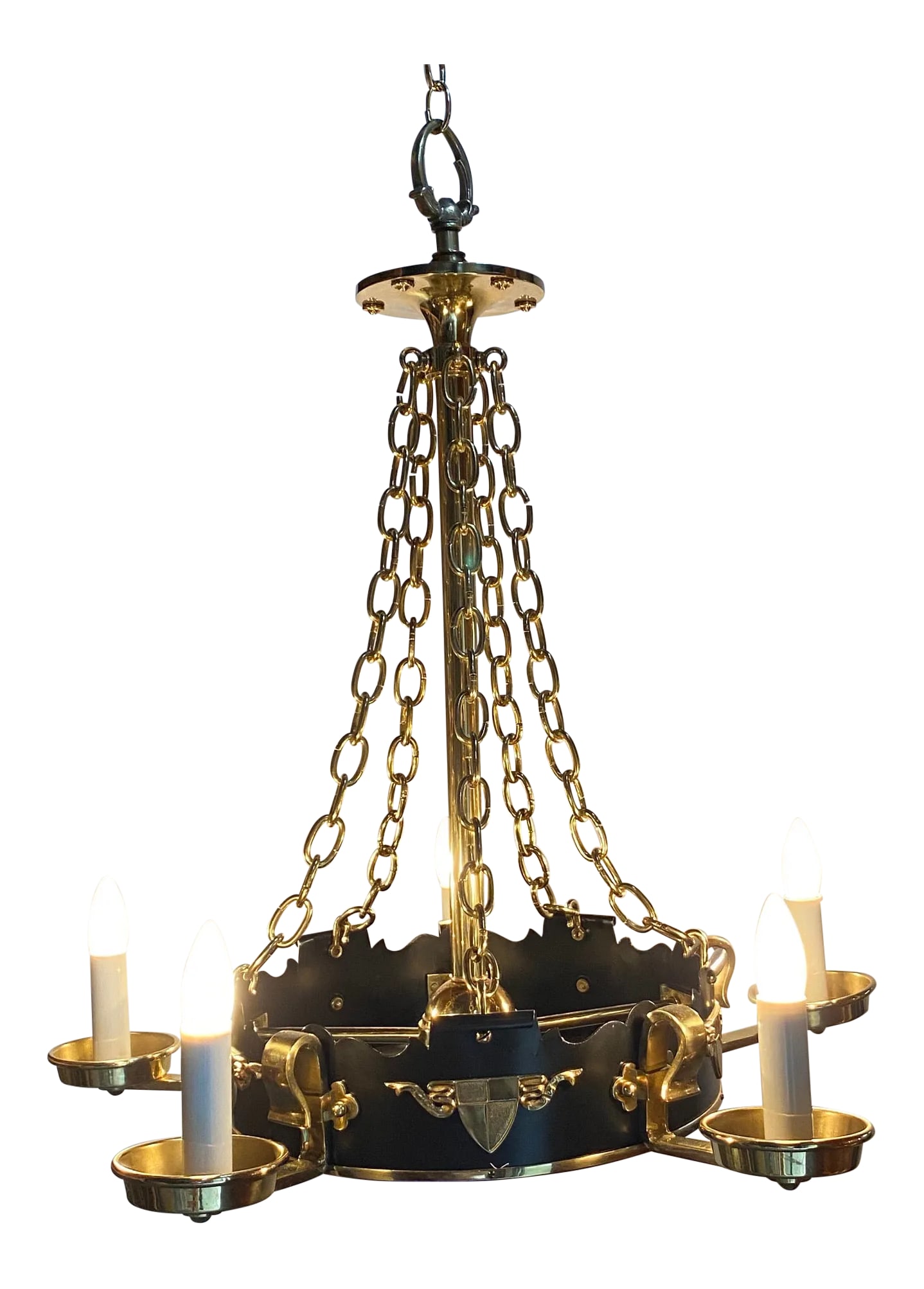 Brass and Ebonized Black Chandelier (1 of 13)
