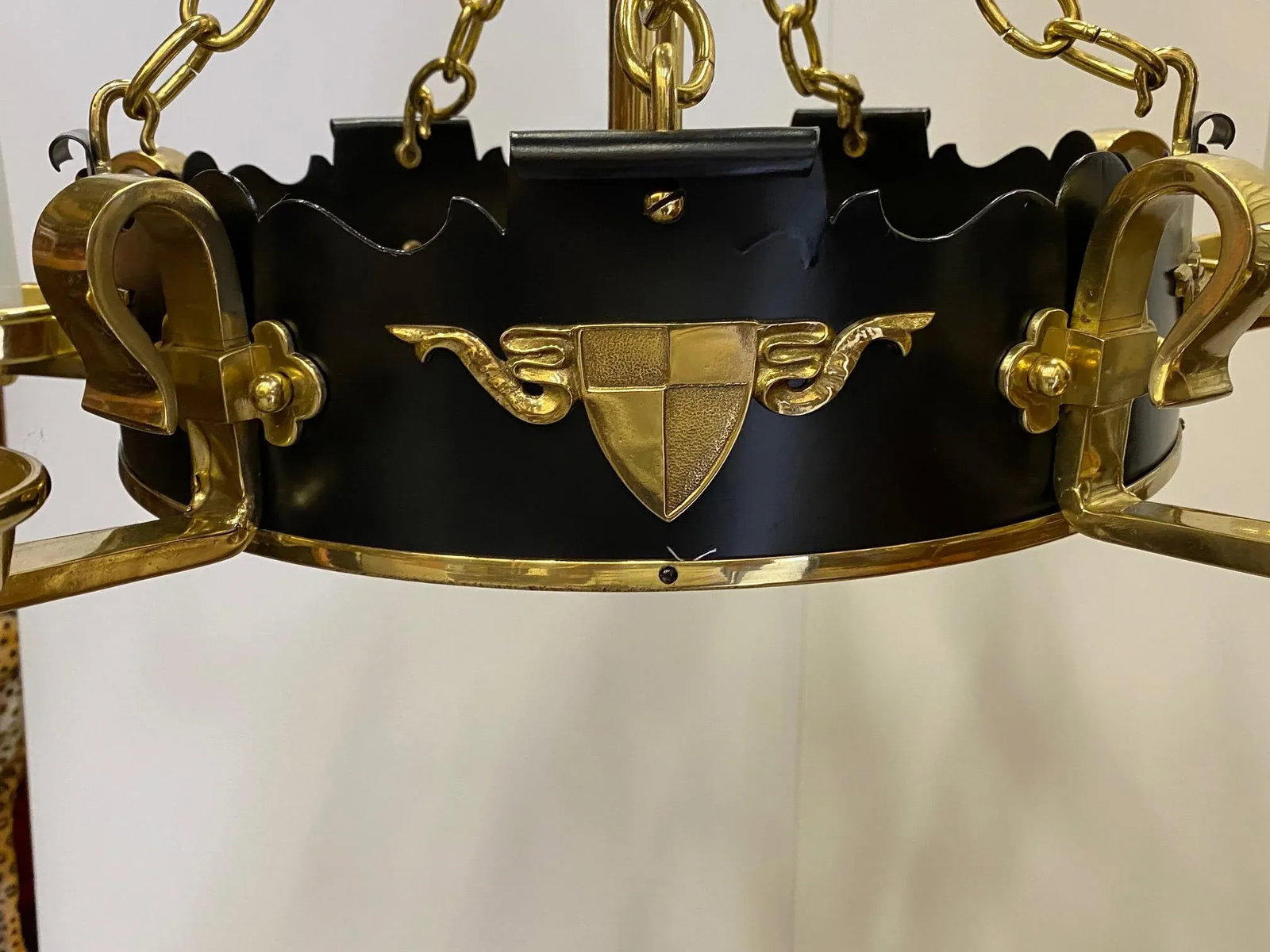 Brass and Ebonized Black Chandelier - 3