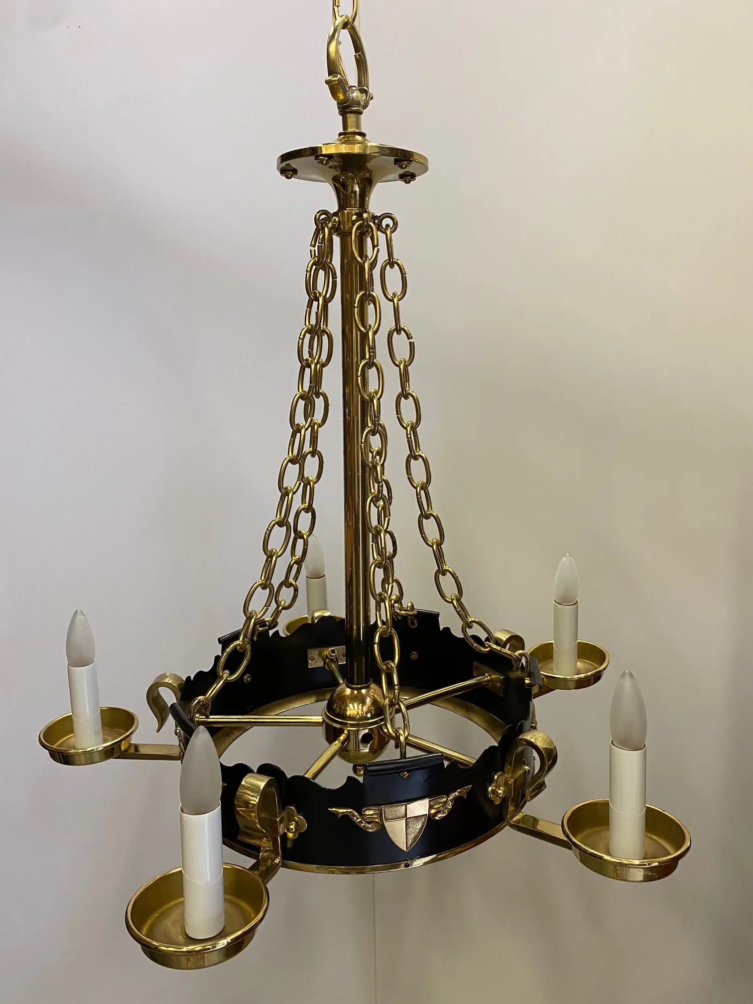 Brass and Ebonized Black Chandelier - 5