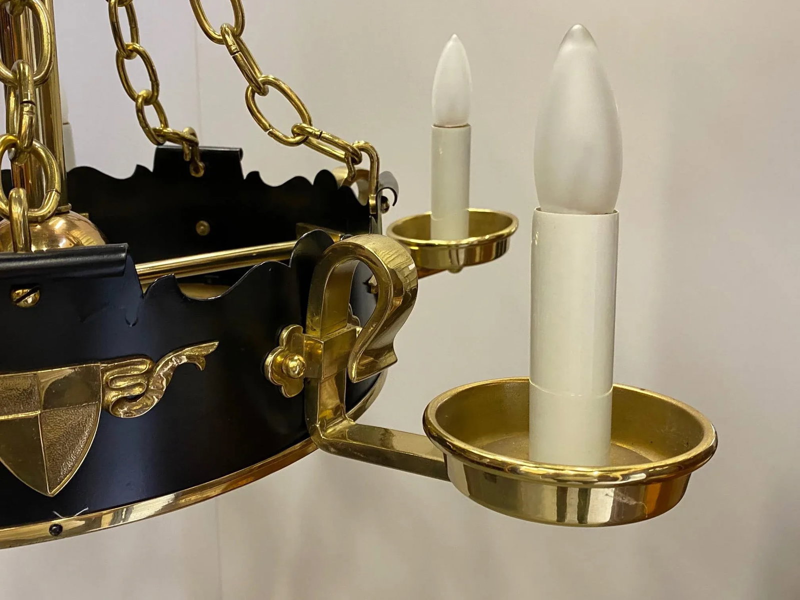 Brass and Ebonized Black Chandelier - 6