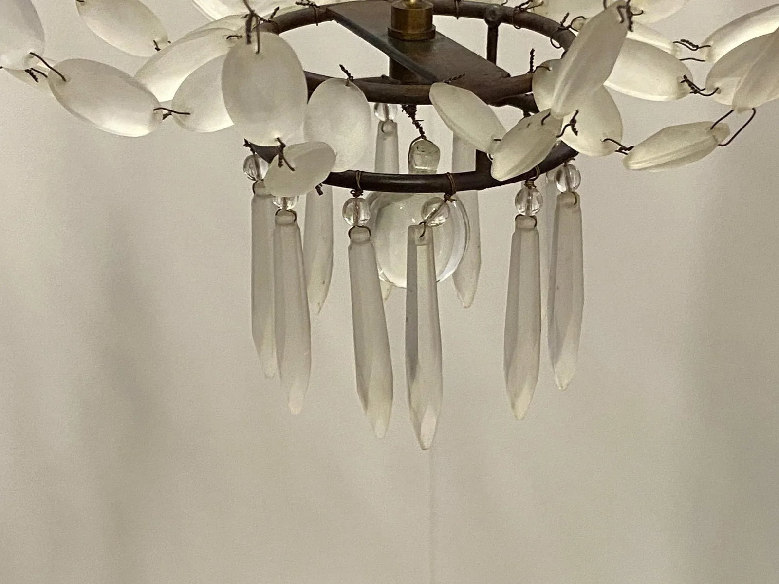 Italian Empire Style Iron and Frosted Glass Chandelier - 9