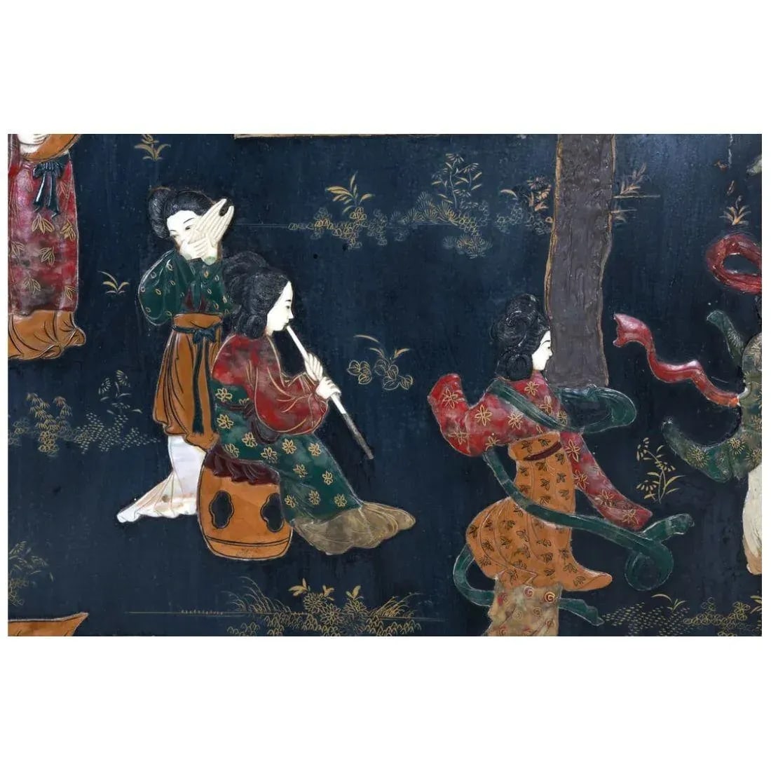 Framed Chinoiserie Panel With Stone Inlay - 4