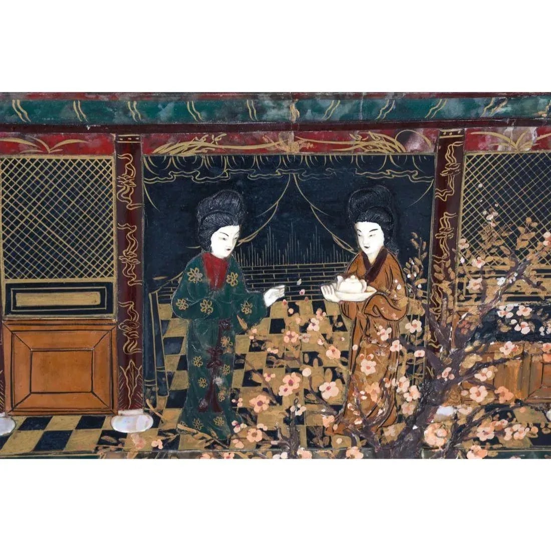 Framed Chinoiserie Panel With Stone Inlay - 5