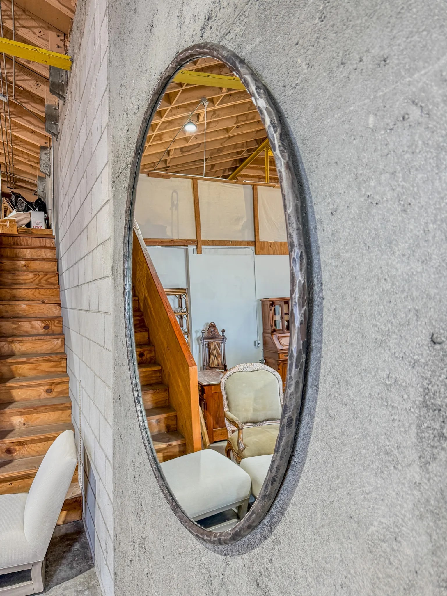 Large Round Hammered Iron Ring Mirror by Design Mix Studio - 2