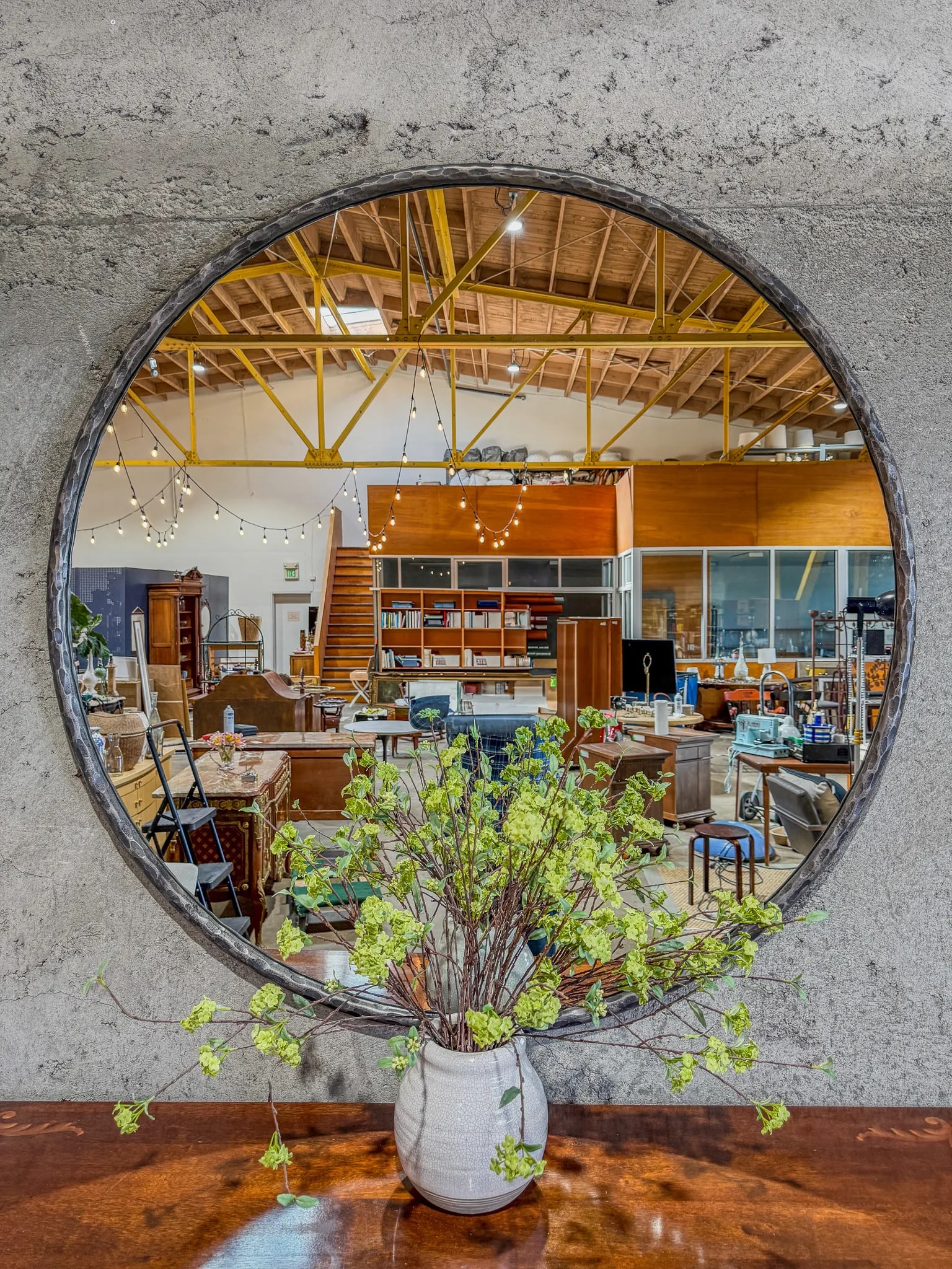 Large Round Hammered Iron Ring Mirror by Design Mix Studio - 3