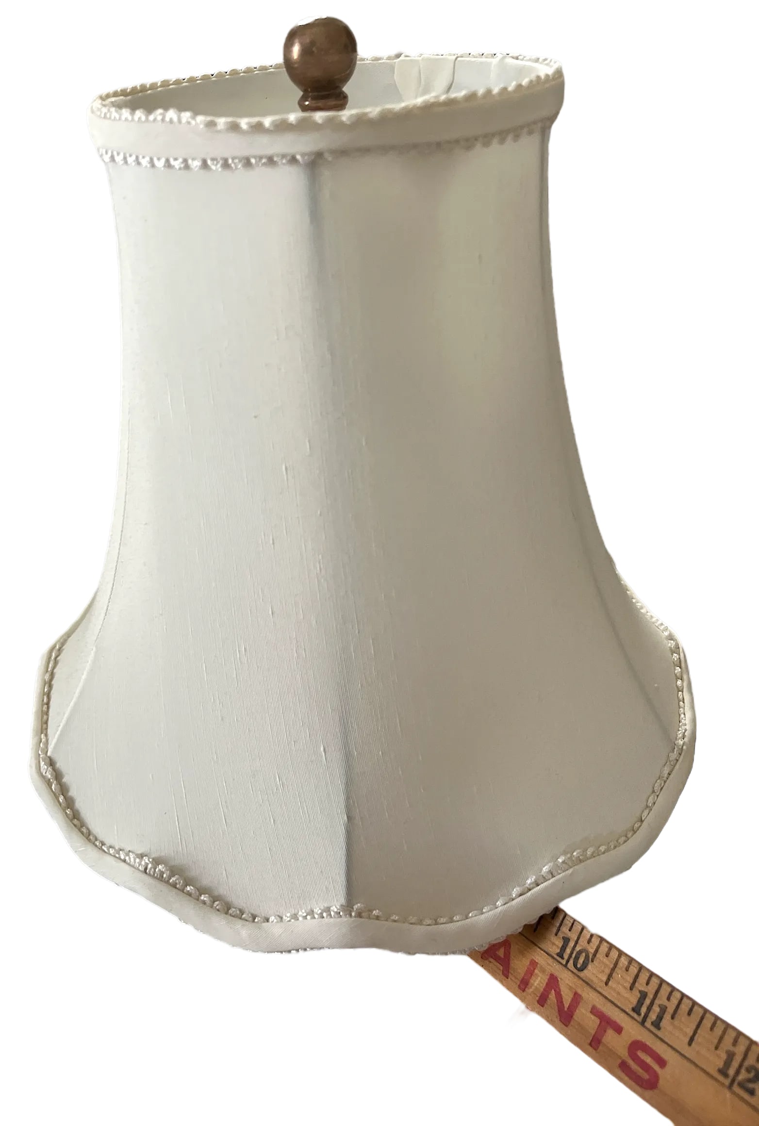 Vintage Yellow Porcelain Lamps Hand-Painted Cherry Blossom Design With Scalloped Ivory Shades a Pair - 8