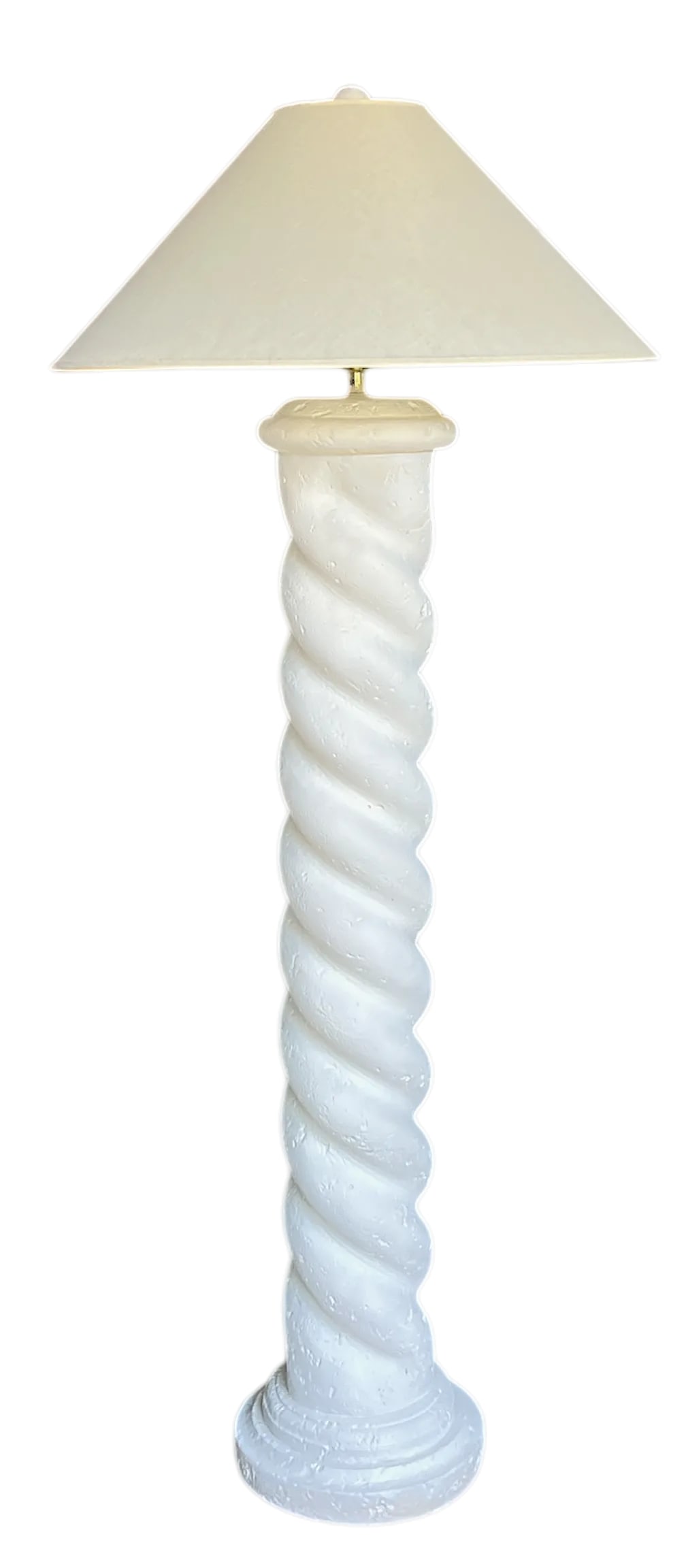 1980s White Plaster Twisted Spiral Column Floor Lamp in the Style of Michael Taylor, John Dickinson - 2