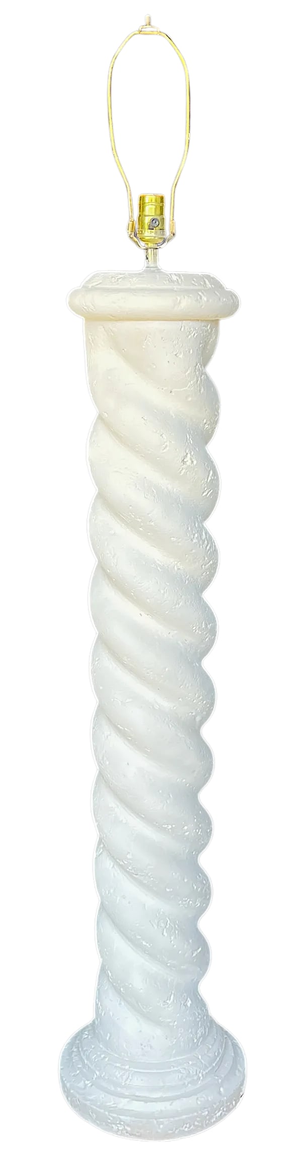1980s White Plaster Twisted Spiral Column Floor Lamp in the Style of Michael Taylor, John Dickinson - 3