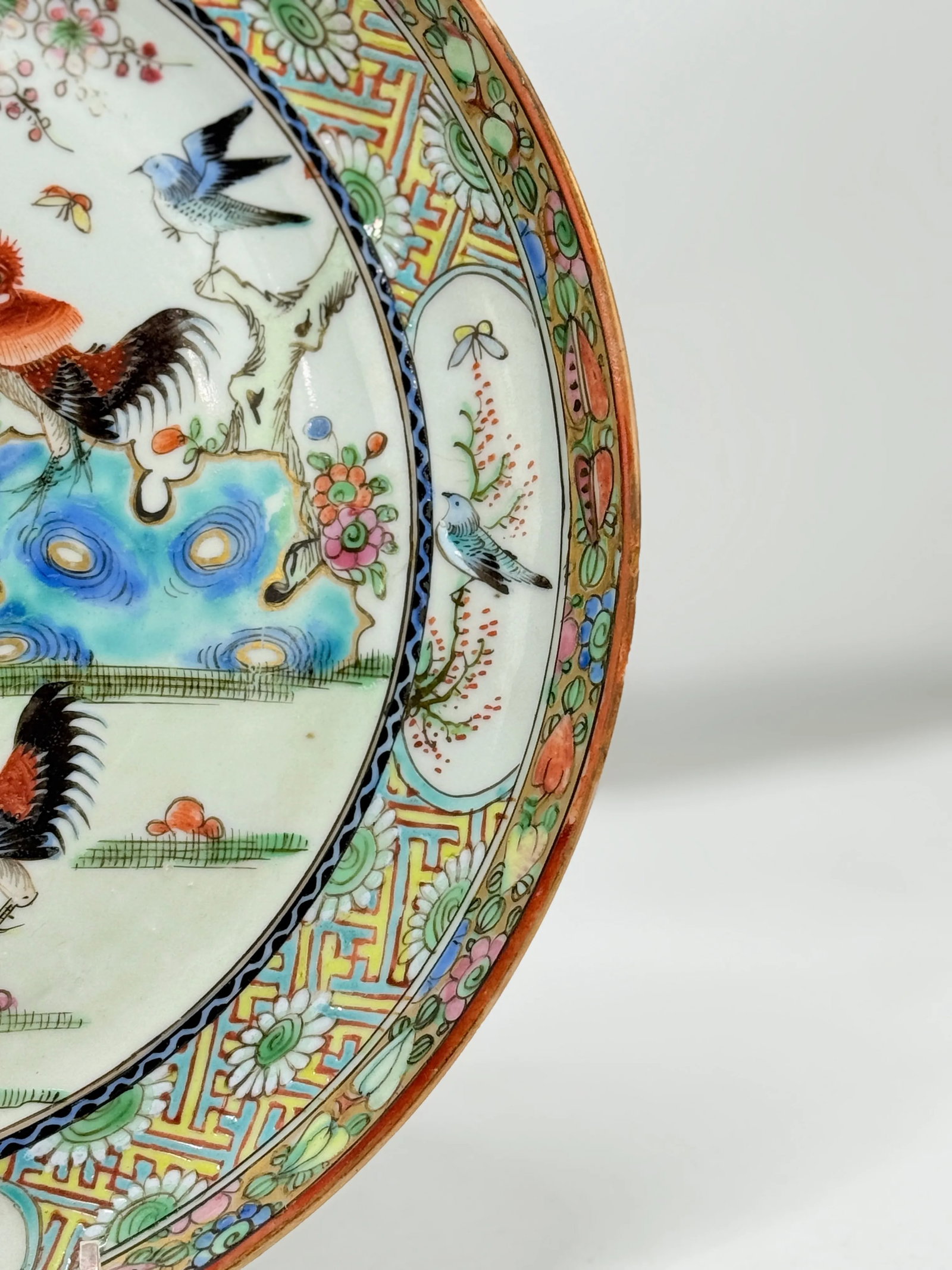 Pair, Chinese Export Porcelain Famille Rose Rooster Decorated Dinner Plates - 2