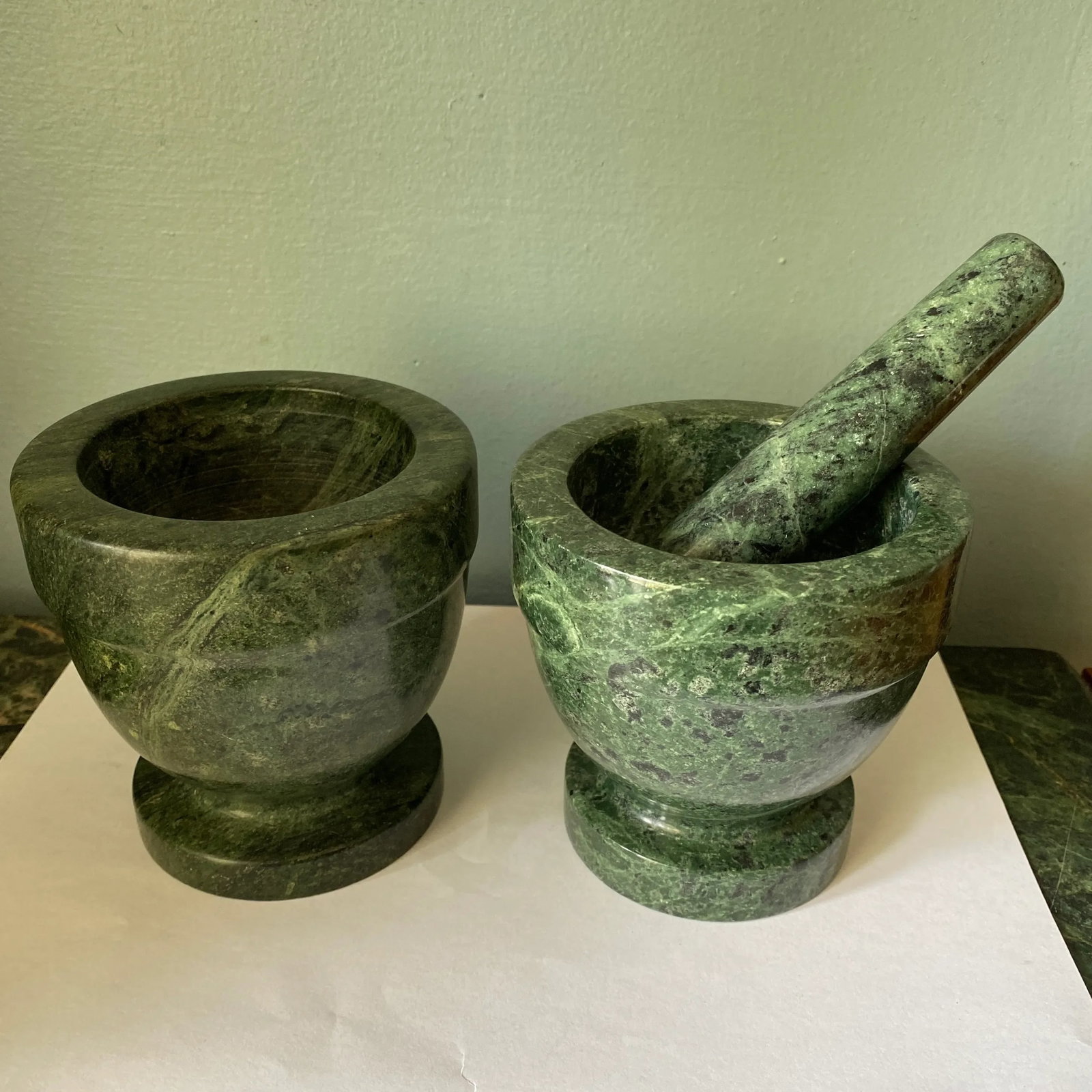 Green Mortar and Pestle Collection - 3 Piece Set - 6