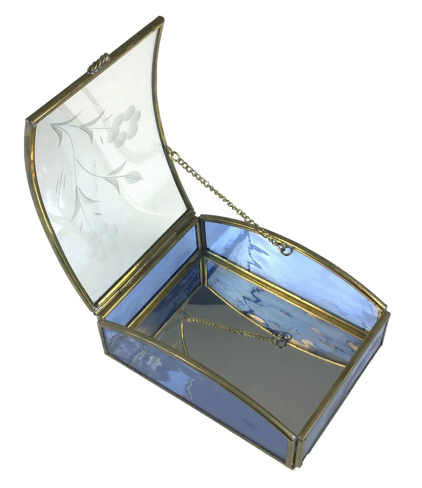 1960s Etched Glass and Brass Dome Display Case - 2