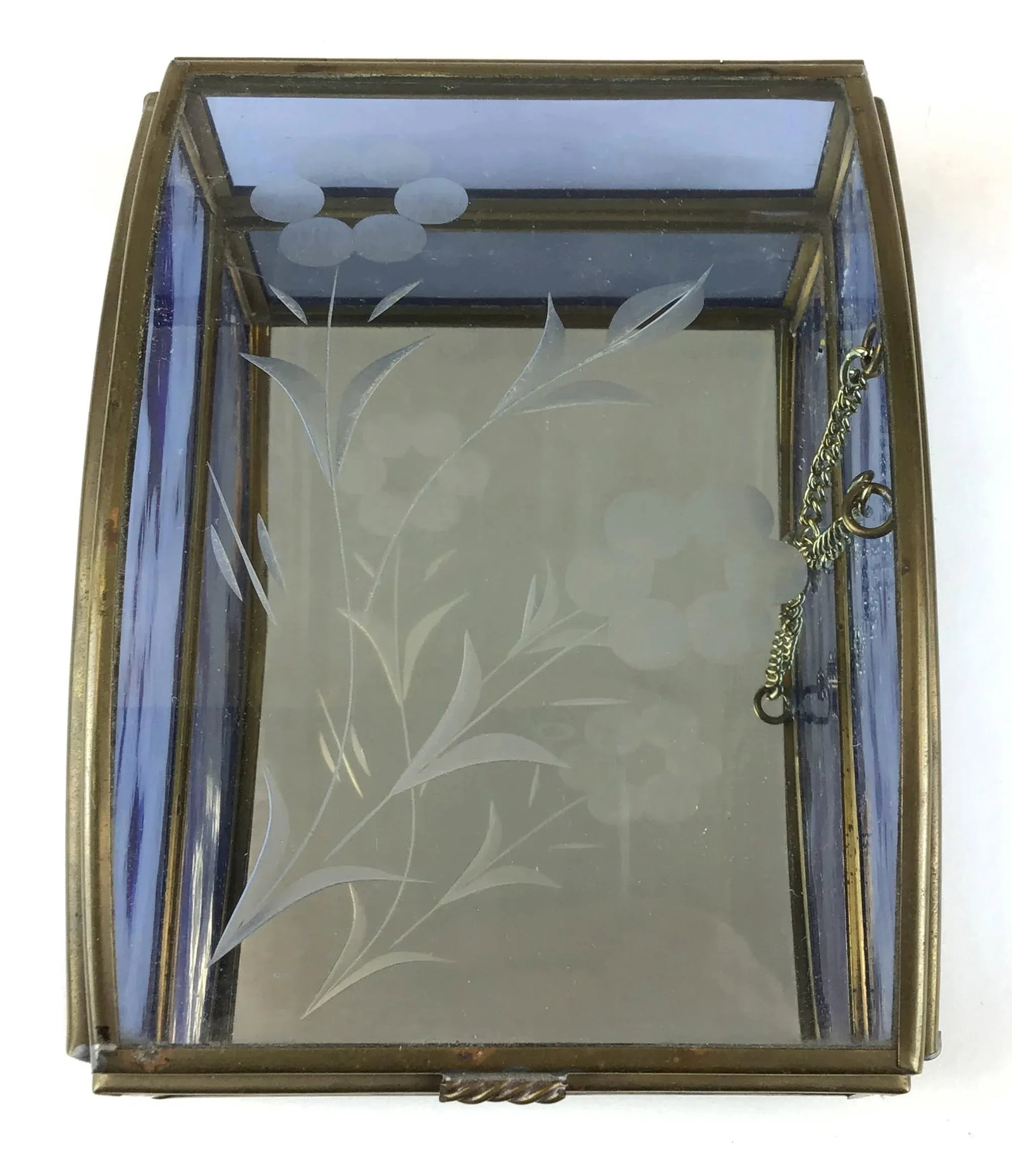 1960s Etched Glass and Brass Dome Display Case - 4