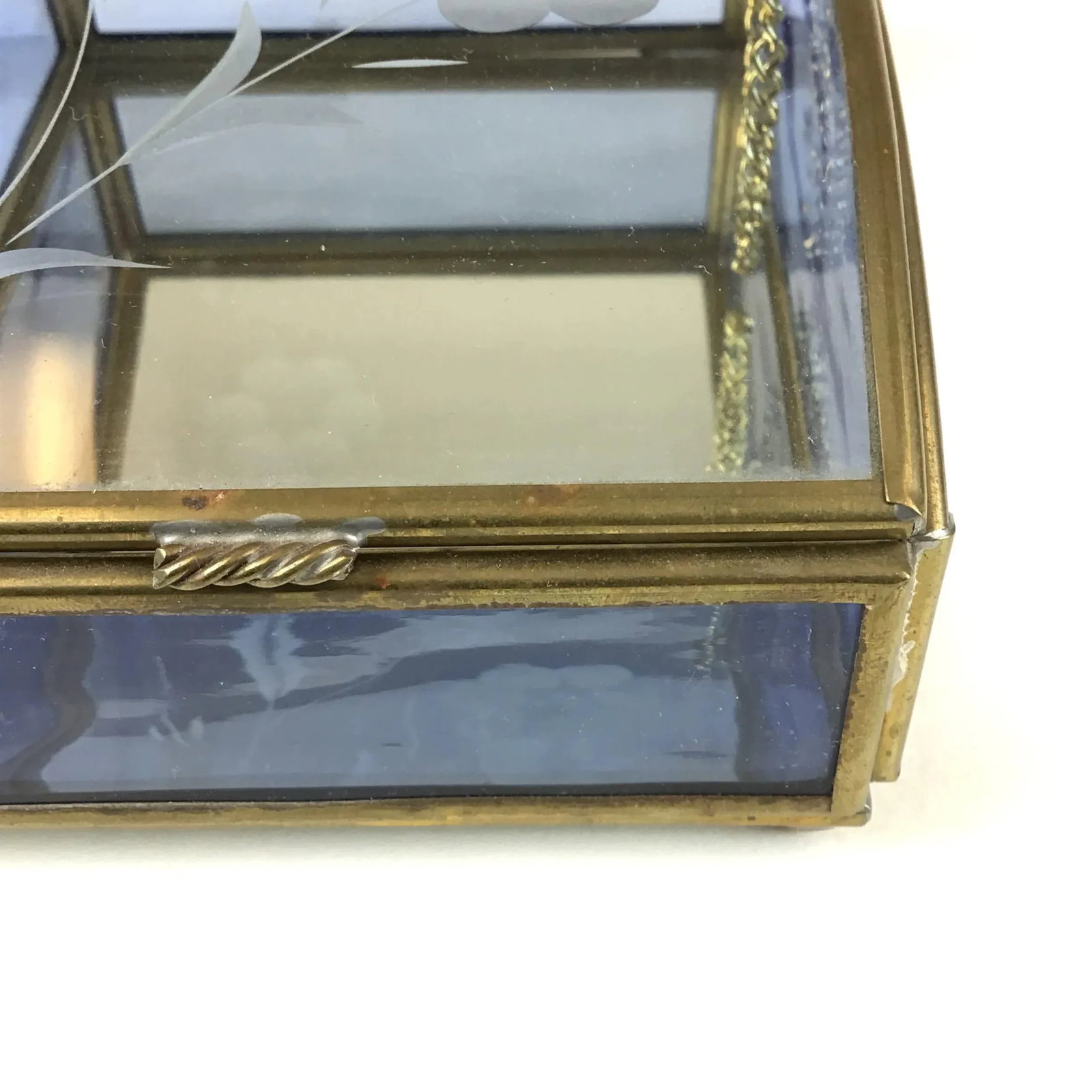 1960s Etched Glass and Brass Dome Display Case - 7