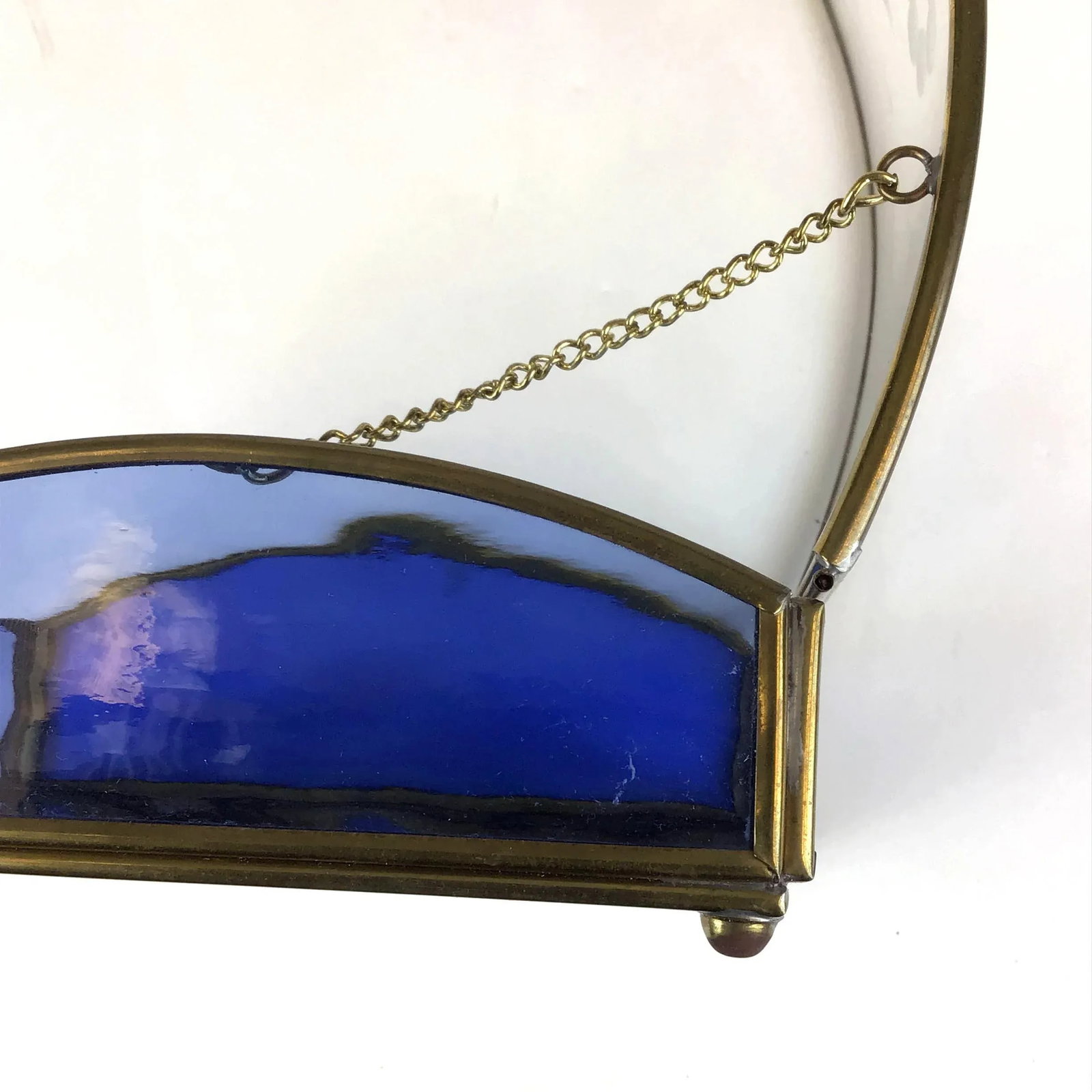 1960s Etched Glass and Brass Dome Display Case - 9