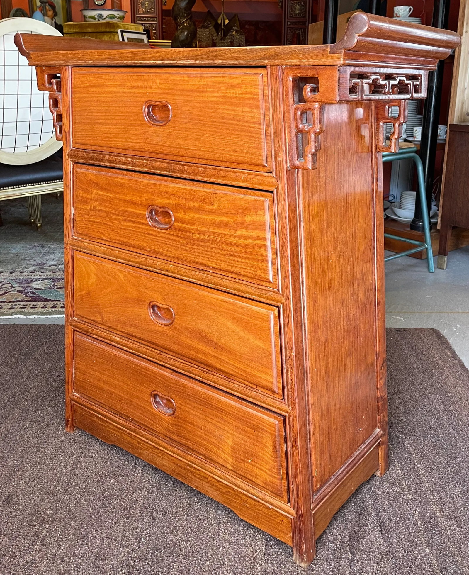 Vintage Asian Four Drawer Dresser - 7