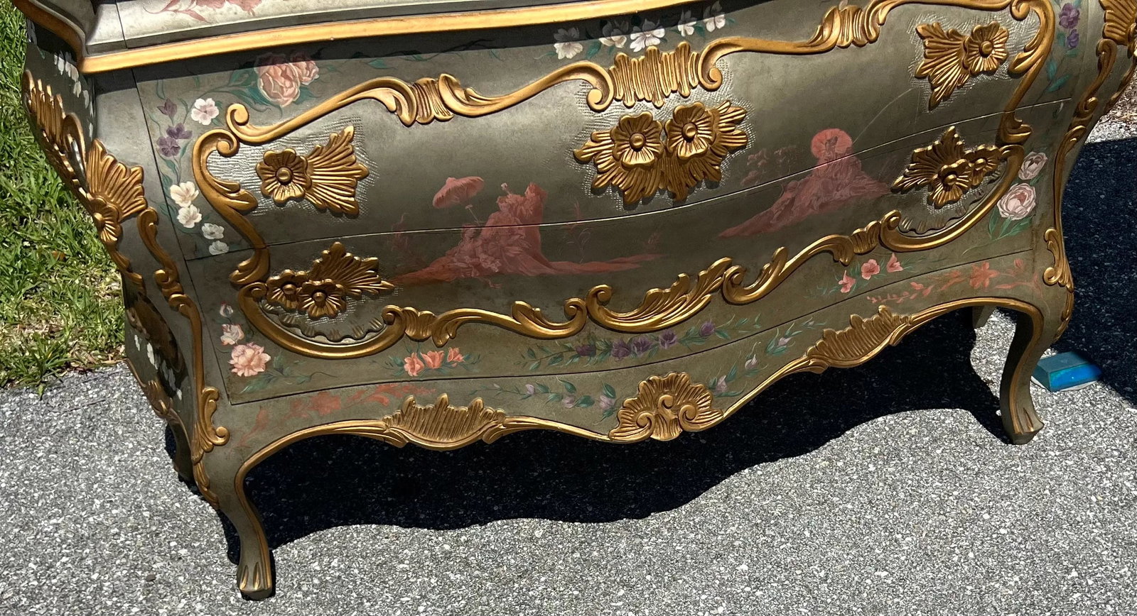 Decorated Venetian Rococo Bombe Commode - 2