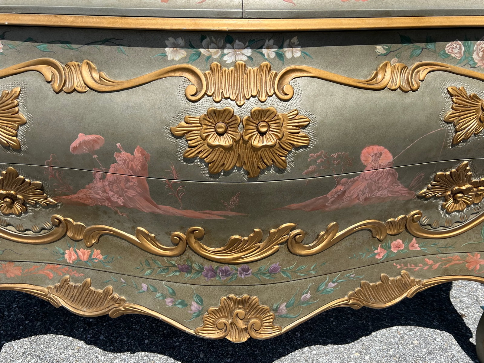 Decorated Venetian Rococo Bombe Commode - 3