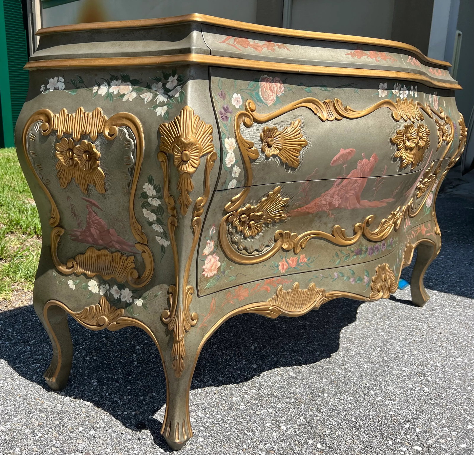 Decorated Venetian Rococo Bombe Commode - 4