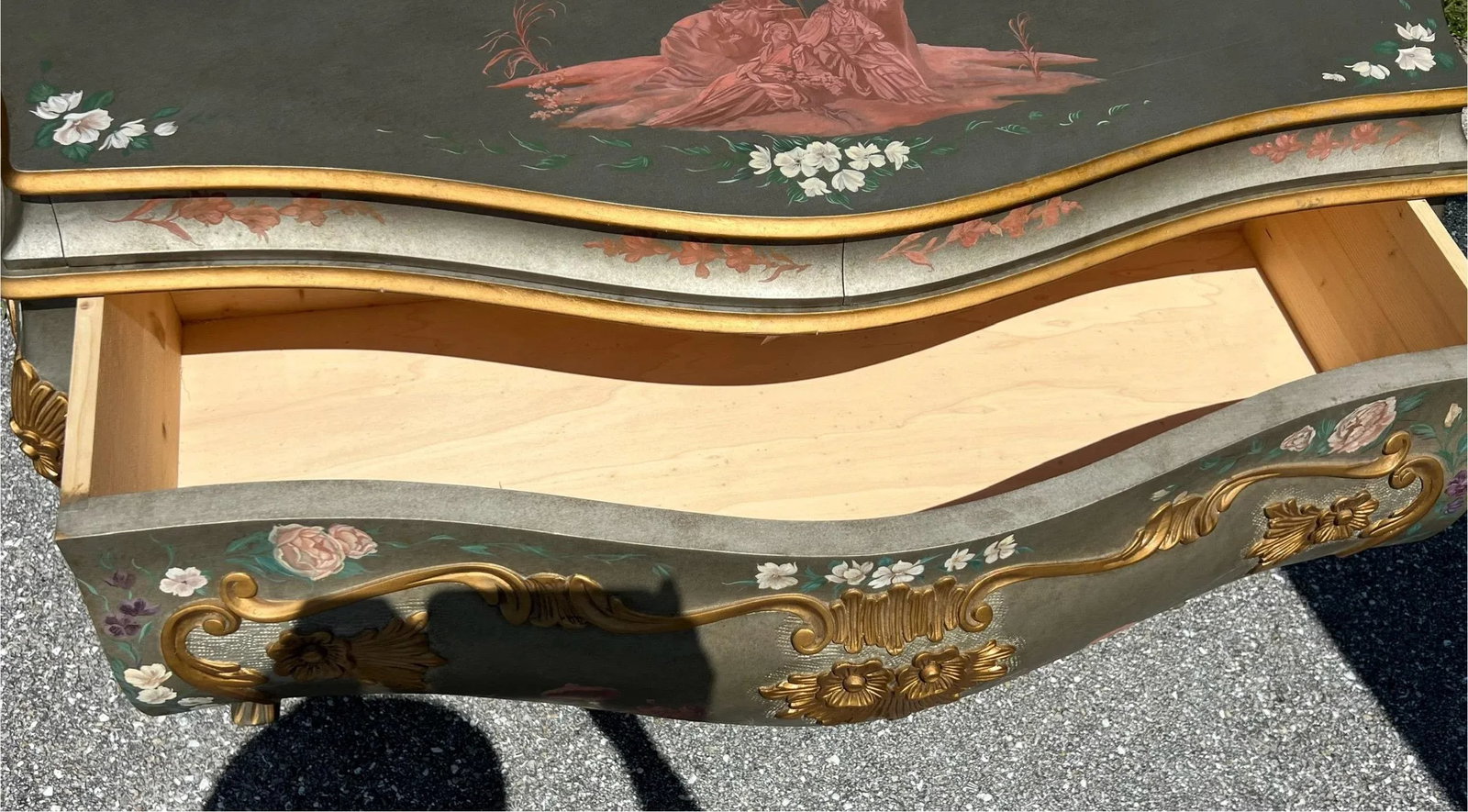 Decorated Venetian Rococo Bombe Commode - 6
