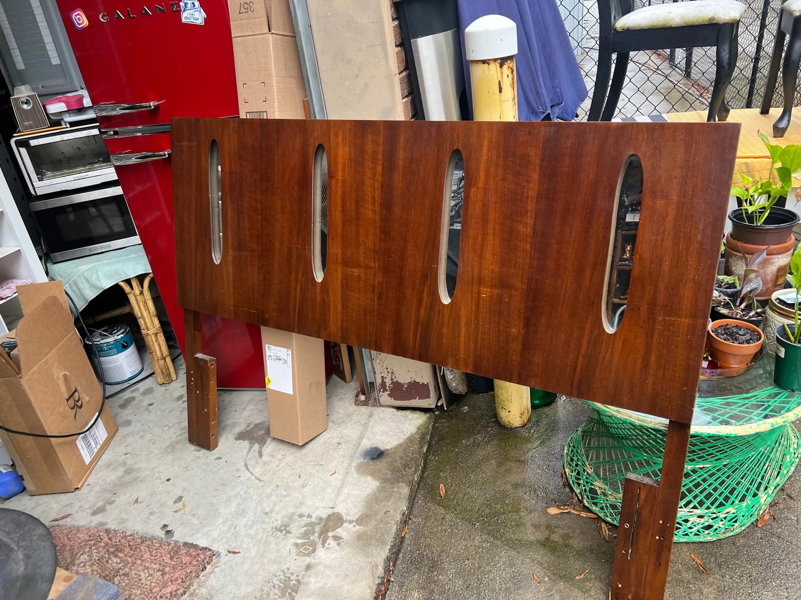 1970s Wooden Carved Headboard, Queen Size - 3