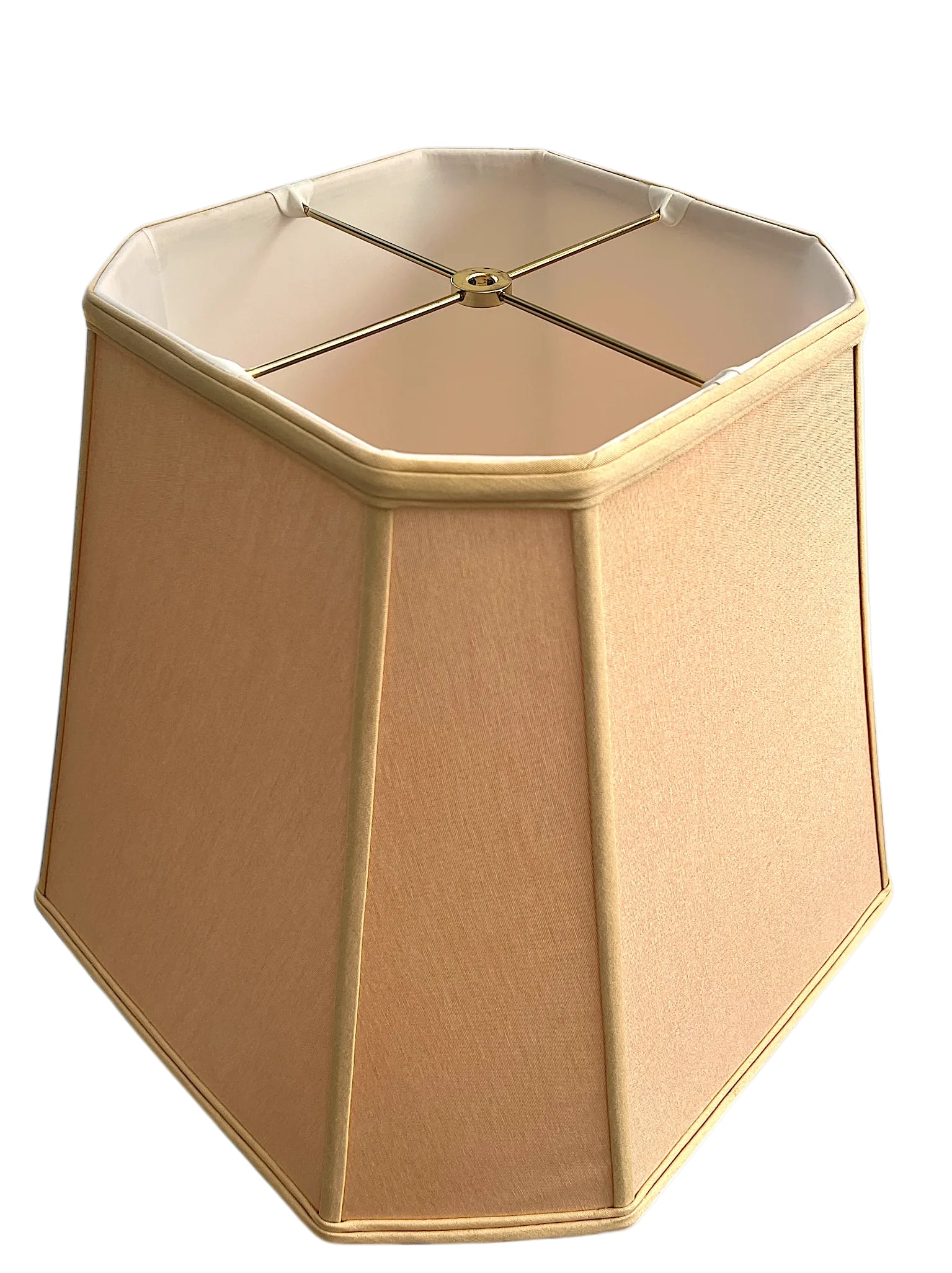 Large Blush Pink and Beige Cloth Rectangular Corner Lamp Shade - 2