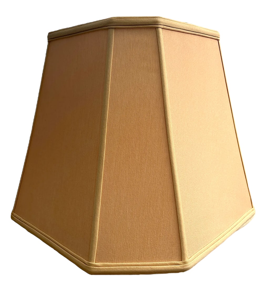 Large Blush Pink and Beige Cloth Rectangular Corner Lamp Shade - 4