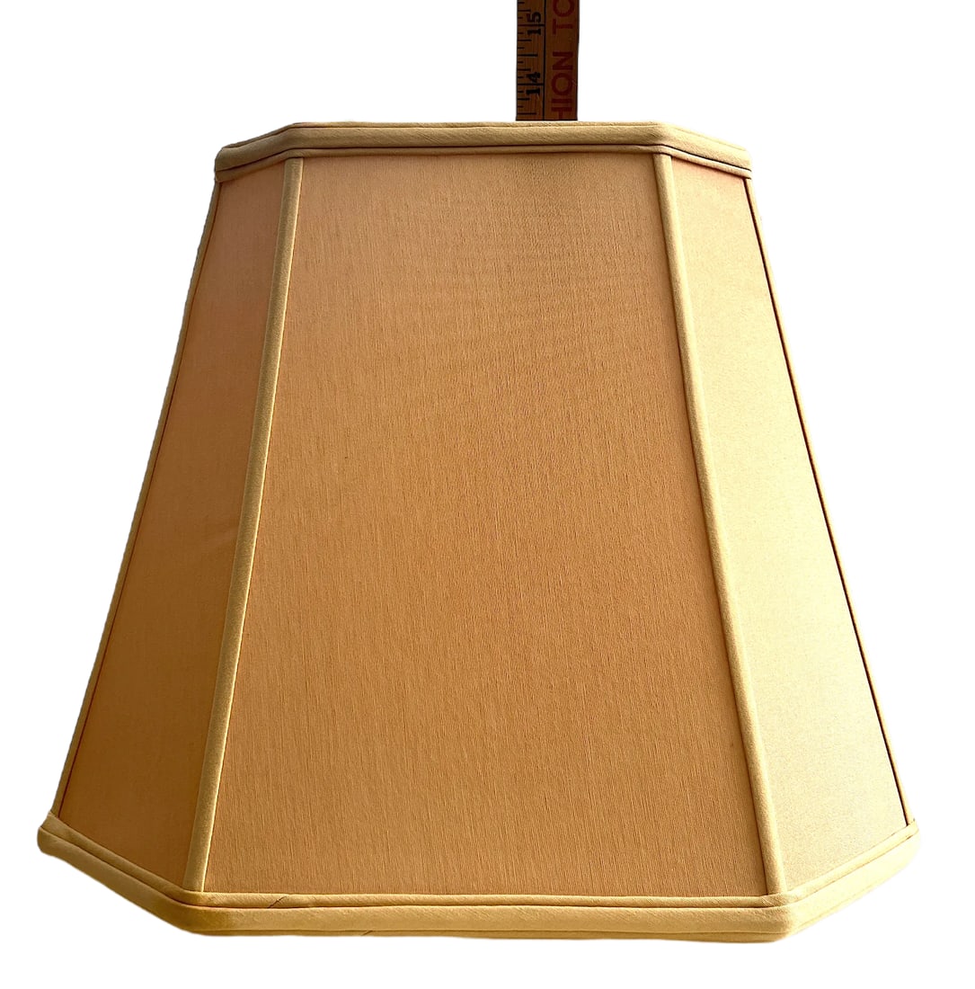 Large Blush Pink and Beige Cloth Rectangular Corner Lamp Shade - 6