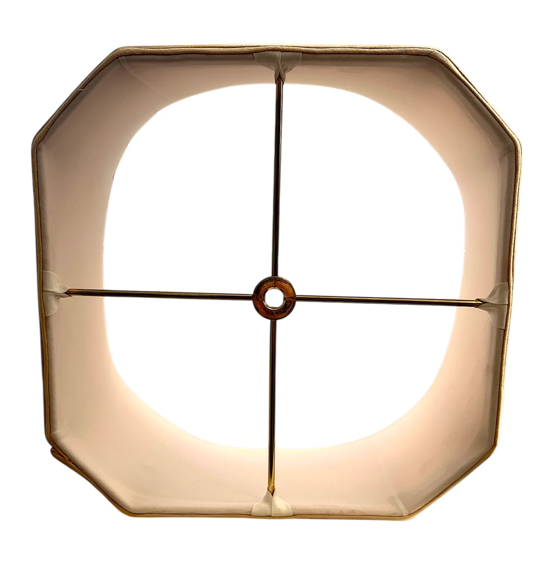 Large Blush Pink and Beige Cloth Rectangular Corner Lamp Shade - 8