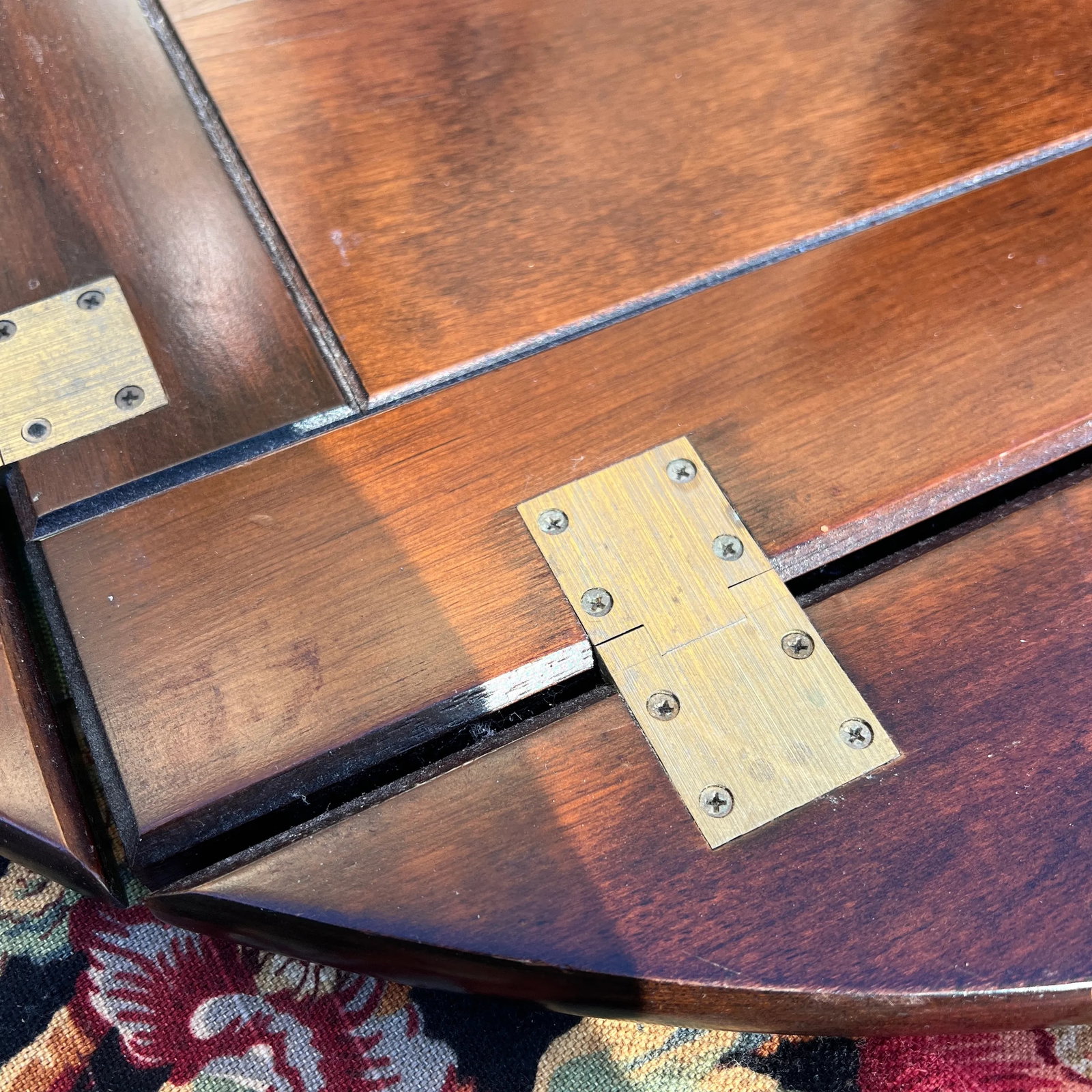 Large 1970s Wooden Round Folding Tray - 4