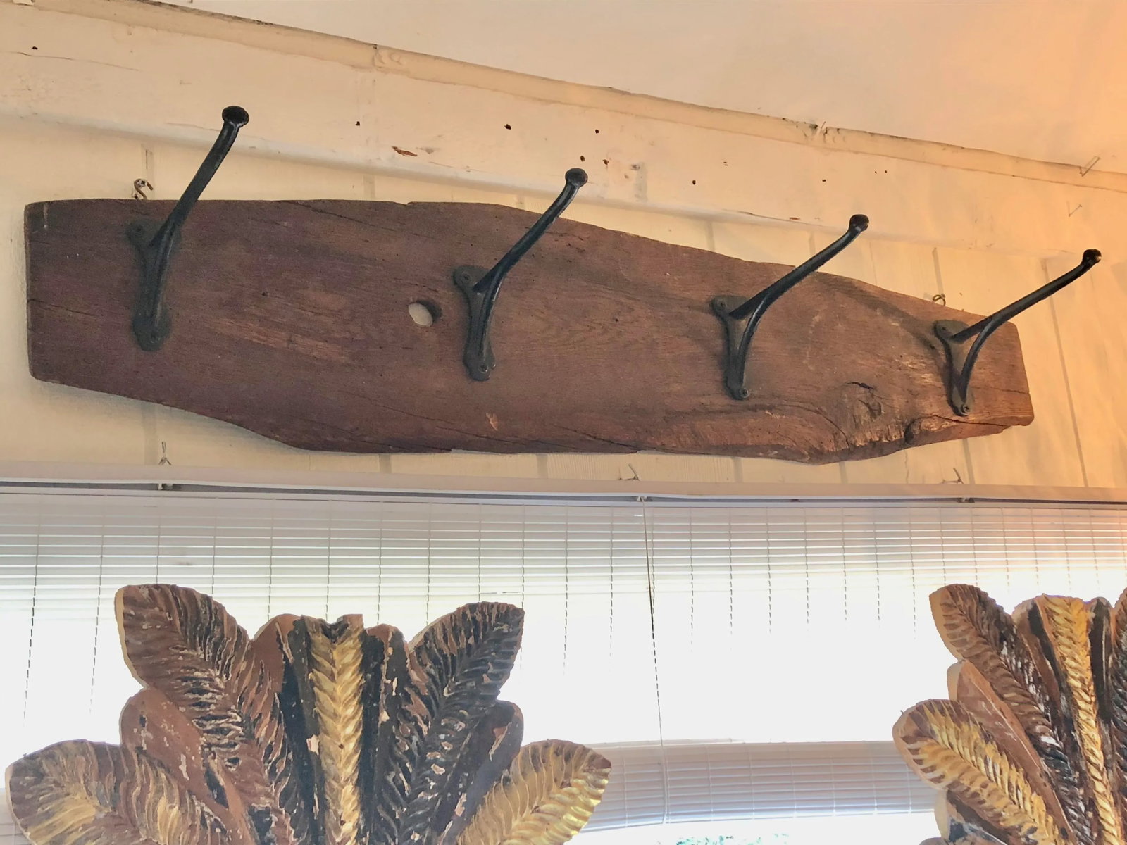 19th Century Rustic Live Edge Coat Hanger Plaque - 8