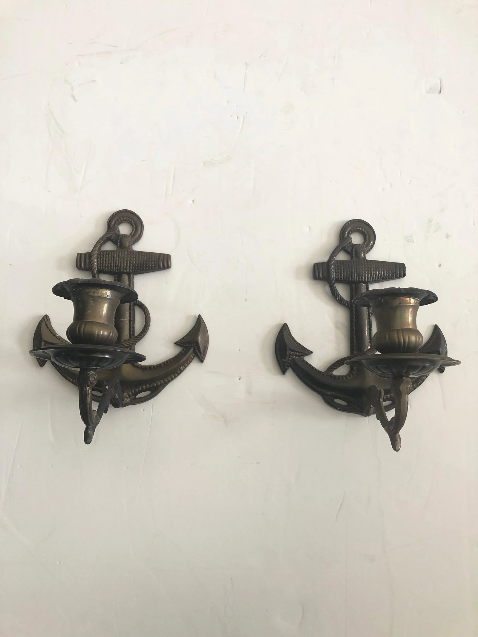 Nautical Brass Anchor Motife Sconces - a Pair - 10