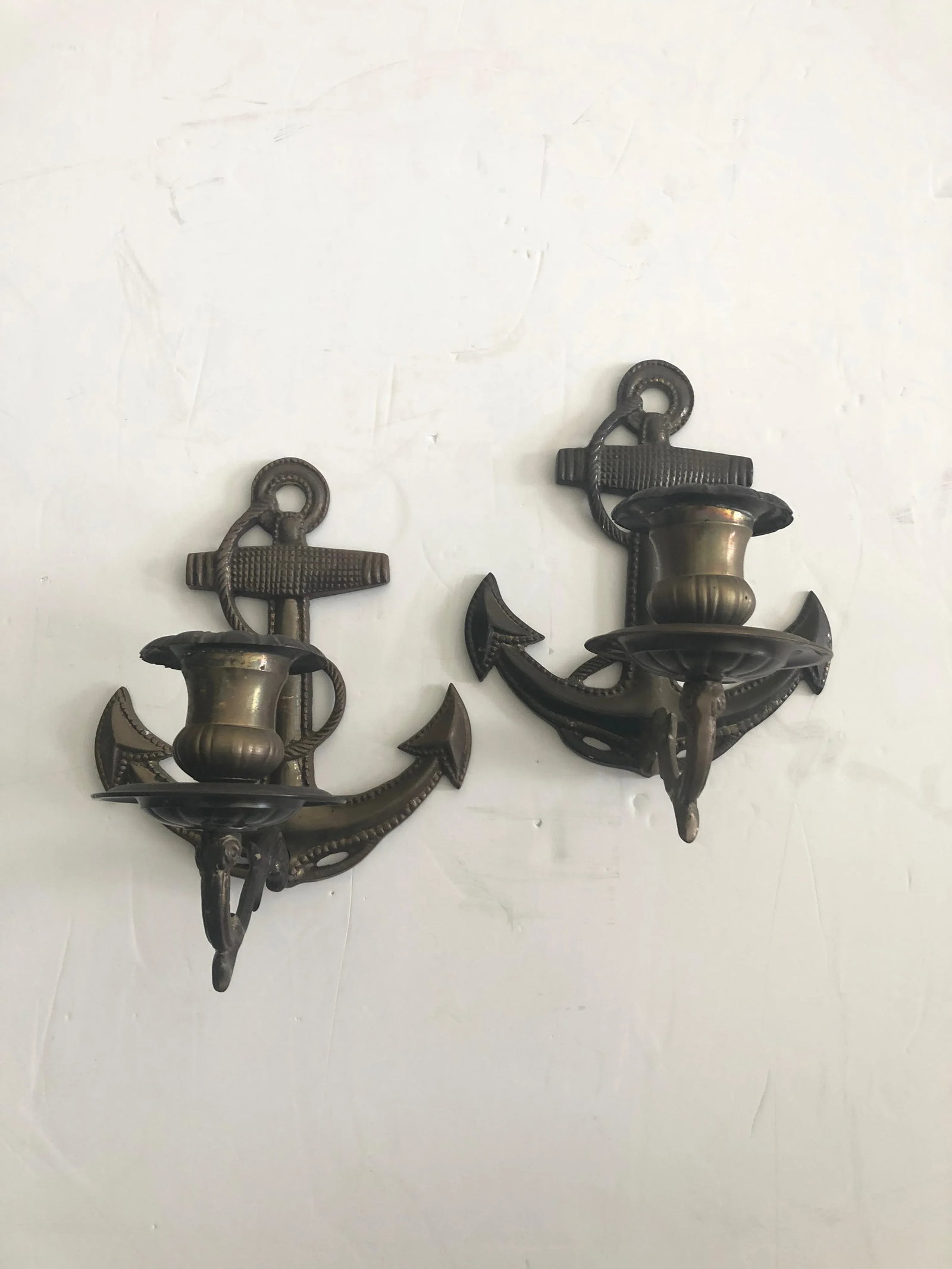 Nautical Brass Anchor Motife Sconces - a Pair - 2